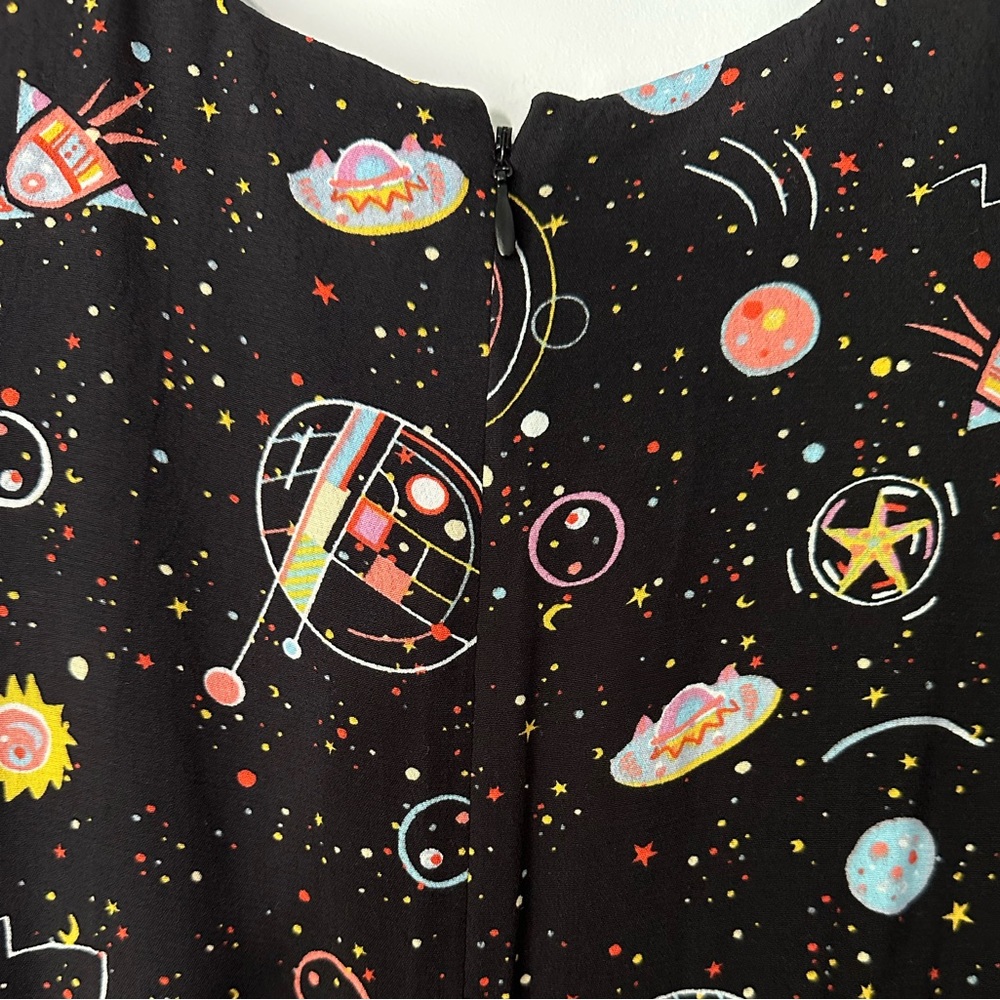 & other stories black long dress with space, planet and rockets pattern - Picture 2 of 5